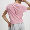 Rosa kortärmad T-shirt med vridet framstycke