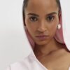 Rosa långärmad hoodie med omlottfront