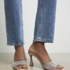 Rosa mule-sandaler med pärlemorsklack