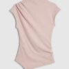 Rosa, mysig, ärmlös draperad topp