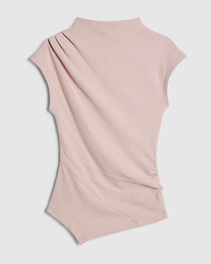 Rosa, mysig, ärmlös draperad topp