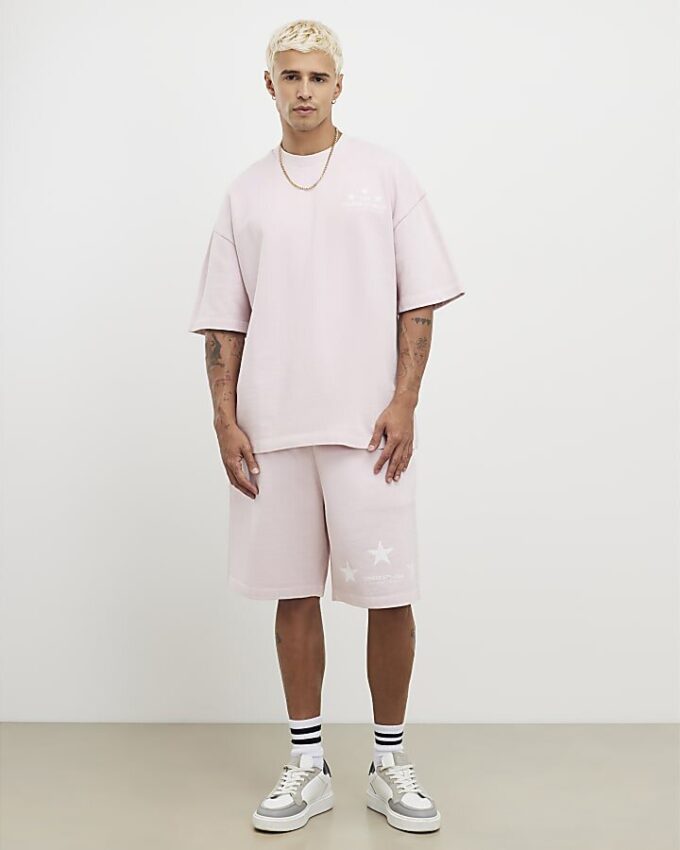 Rosa oversized-passformade rosa Lisiere-shorts