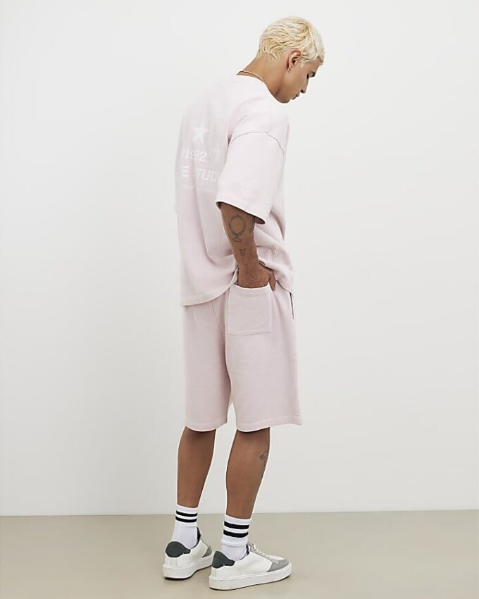 Rosa oversized-passformade rosa Lisiere-shorts