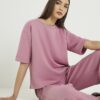 Rosa premium-T-shirt med boxig passform