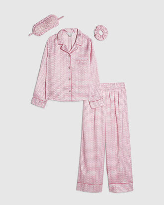 Rosa pyjamas för flickor med RI Monogram