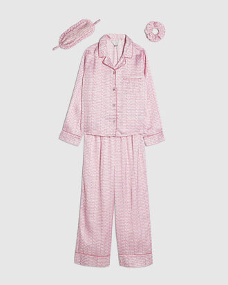 Rosa pyjamas för flickor med RI Monogram