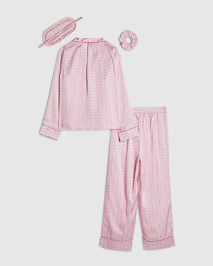 Rosa pyjamas för flickor med RI Monogram Rosa pyjamas för flickor med RI Monogram