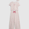 Rosa pyjamas med monogram för flickor