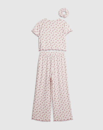 Rosa pyjamas med monogram för flickor