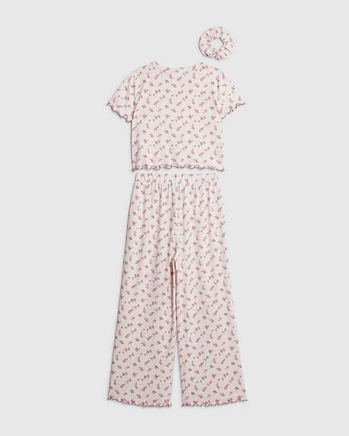 Rosa pyjamas med monogram för flickor