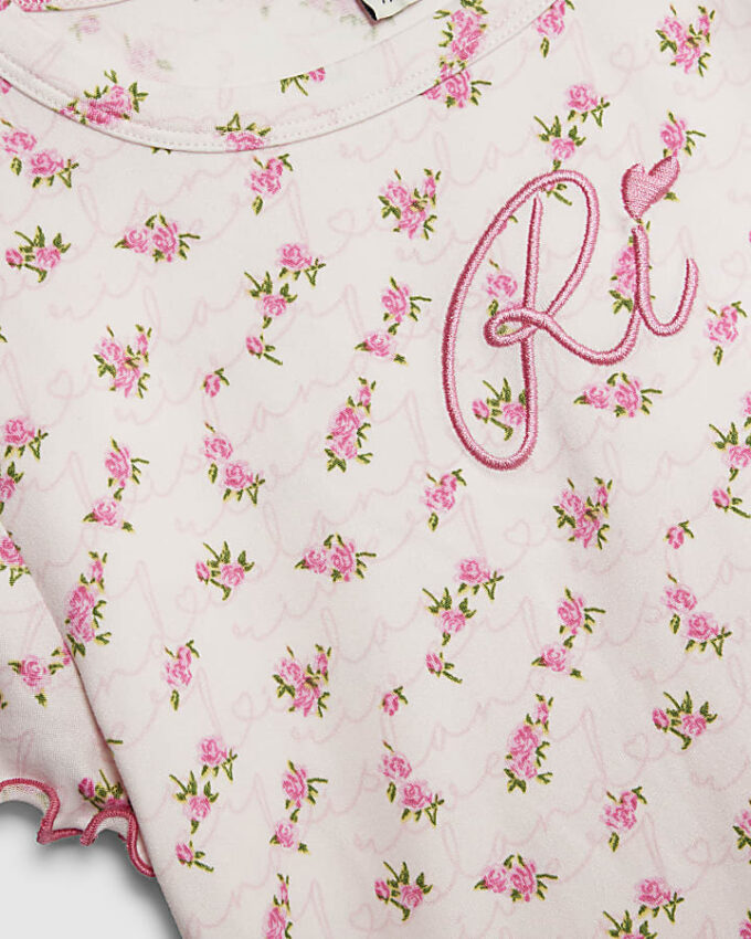 Rosa pyjamas med monogram för flickor