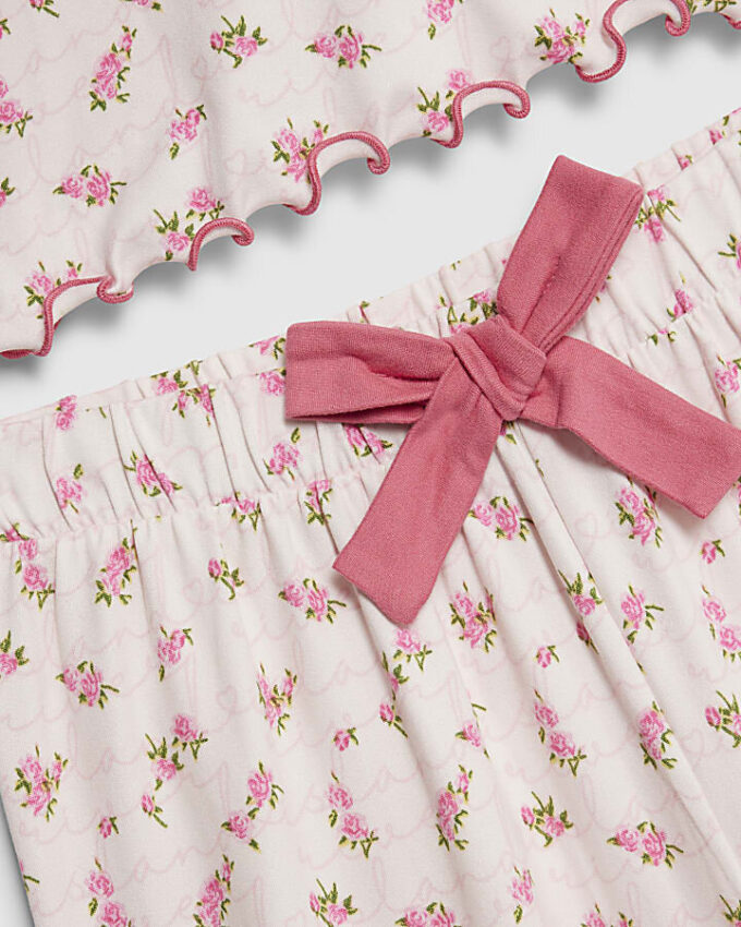 Rosa pyjamas med monogram för flickor