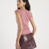 Rosa ärmlös draperad topp i imitationsmocka