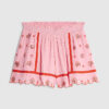 Rosa shorts med broderade blommor