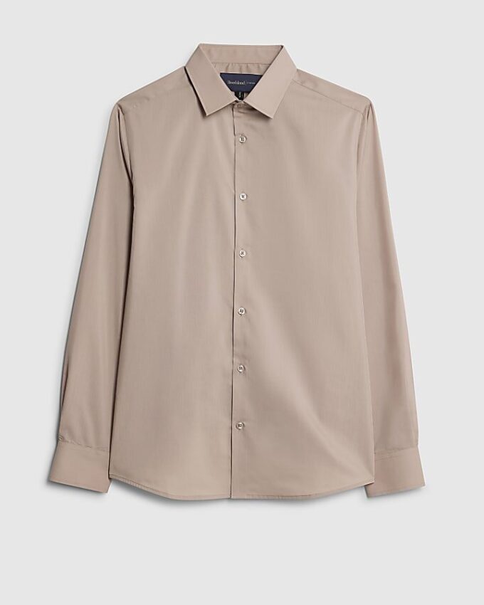 Rosa slim fit-skjorta med långa ärmar