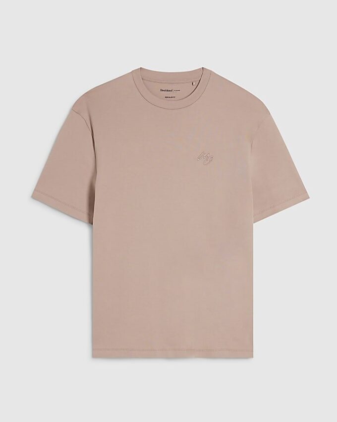 Rosa slim fit-T-shirt med MCM-broderi