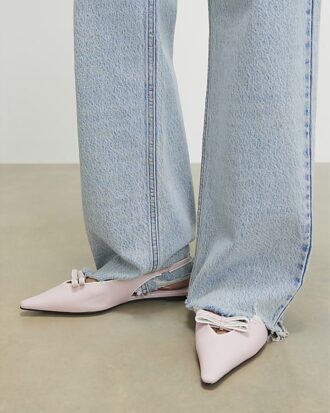 Rosa slingback-skor med dubbel rosett