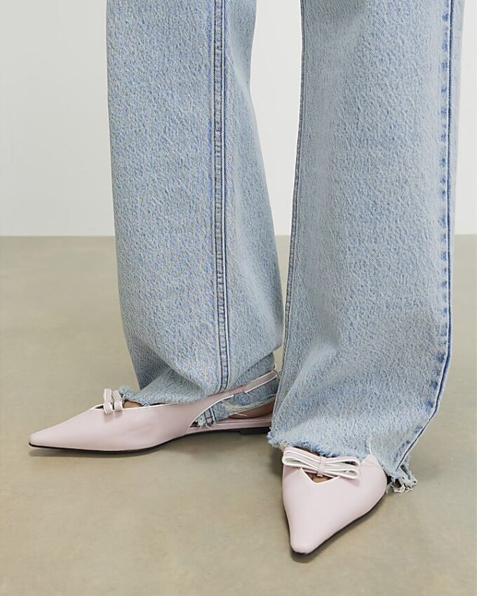 Rosa slingback-skor med dubbel rosett