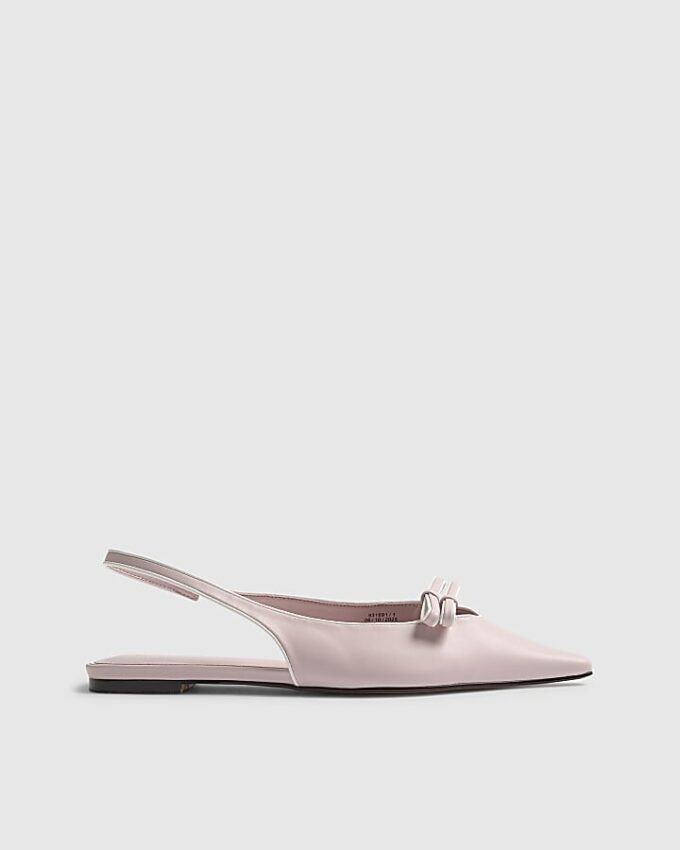 Rosa slingback-skor med dubbel rosett