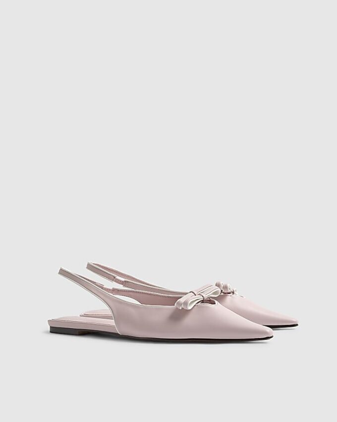 Rosa slingback-skor med dubbel rosett