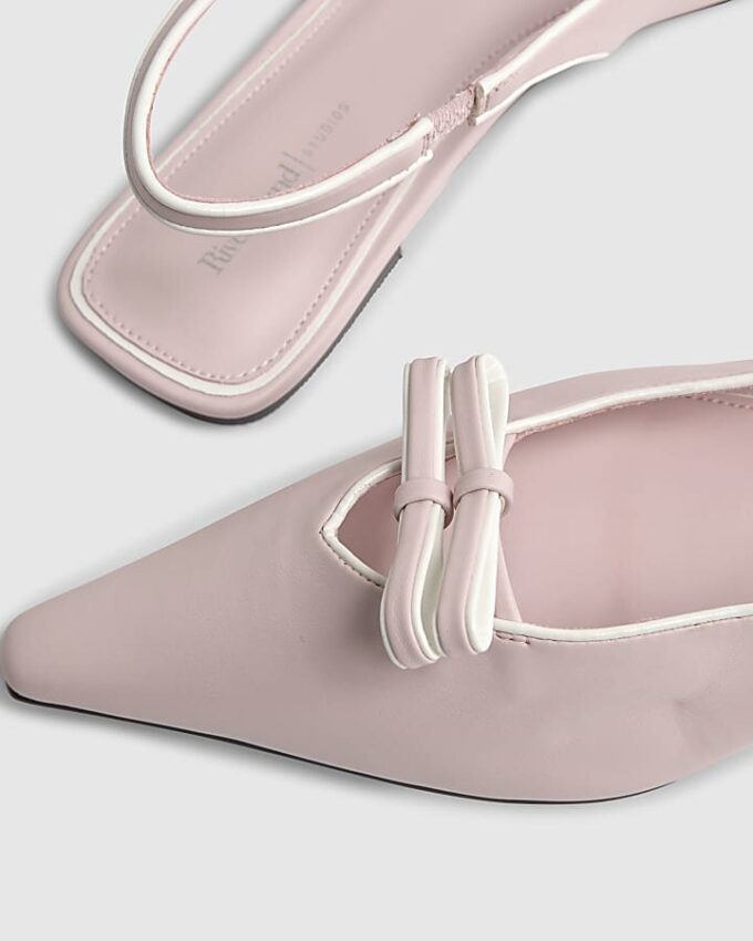 Rosa slingback-skor med dubbel rosett