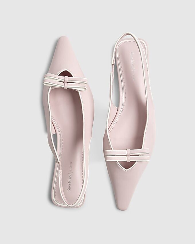 Rosa slingback-skor med dubbel rosett