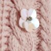 Rosa stickad blommig tröja med väska för flickor