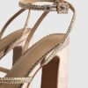 Sandaler med platåklack i roséguld med strass