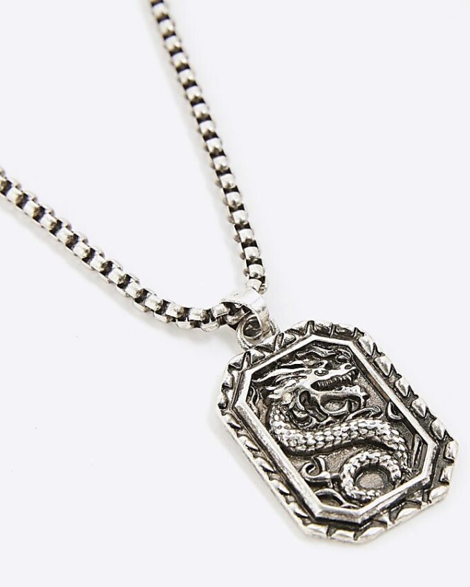 Silver Dragon Tag-halsband