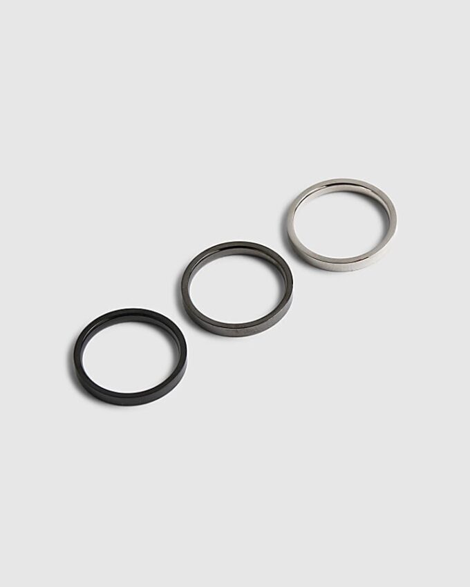 Silver Multi Steel Skinny 3-pack ringar