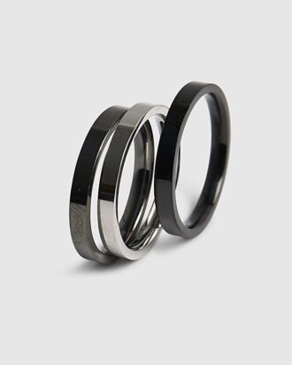Silver Multi Steel Skinny 3-pack ringar
