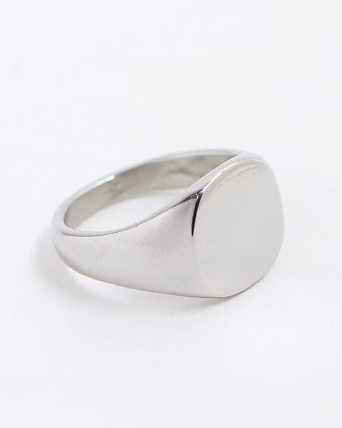 Silver Steel Signet Ring