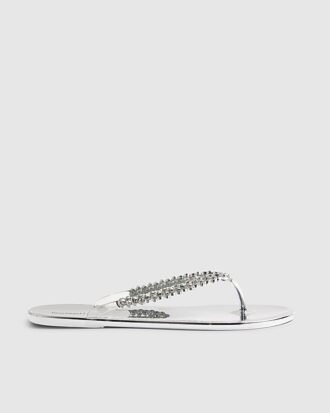 Silverfärgade flip-flops med strass