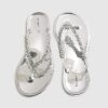 Silverfärgade flip-flops med strass