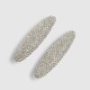 Silverfärgade strassklämmor, 2-pack