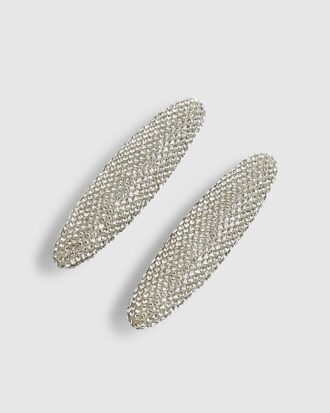 Silverfärgade strassklämmor, 2-pack