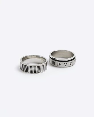 Silverfärgat rostfritt stål, 2-pack ringar