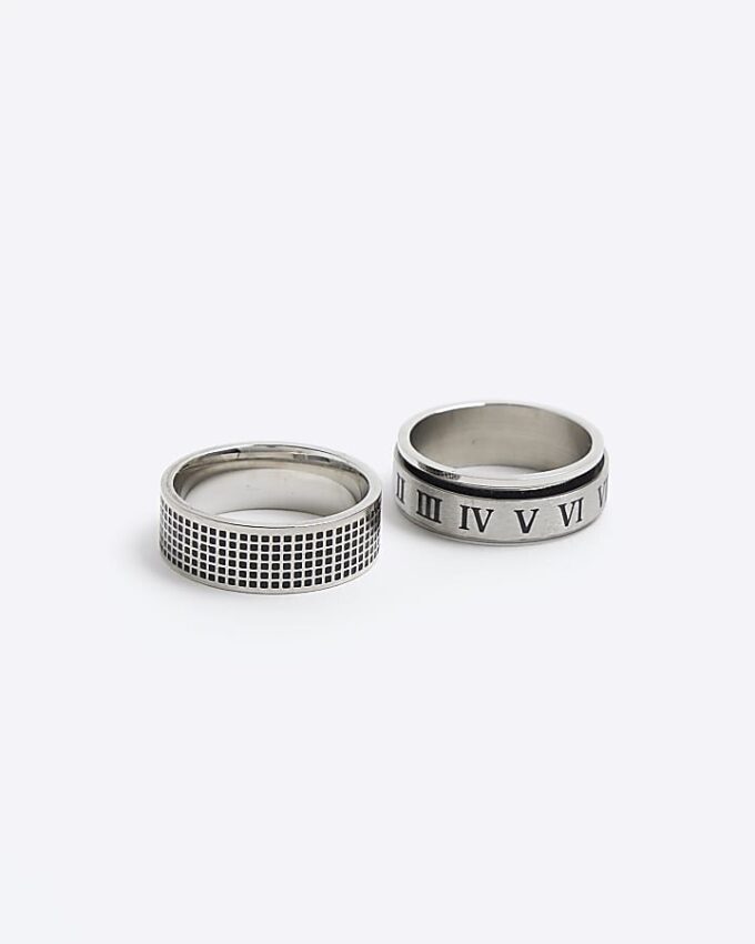 Silverfärgat rostfritt stål, 2-pack ringar
