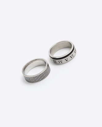 Silverfärgat rostfritt stål, 2-pack ringar