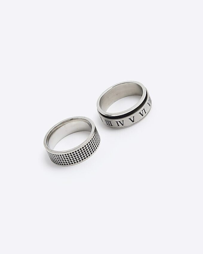 Silverfärgat rostfritt stål, 2-pack ringar