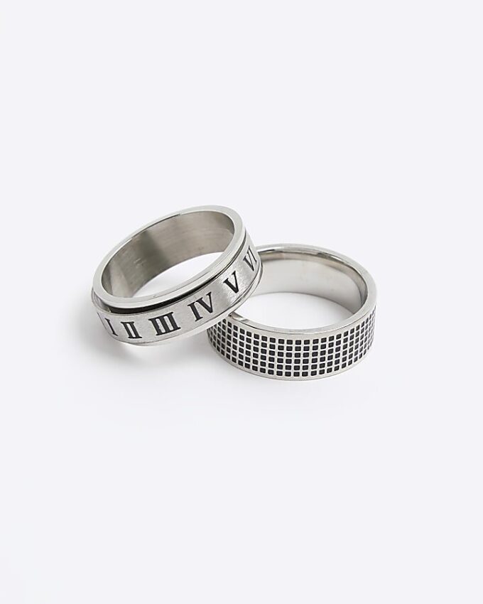 Silverfärgat rostfritt stål, 2-pack ringar