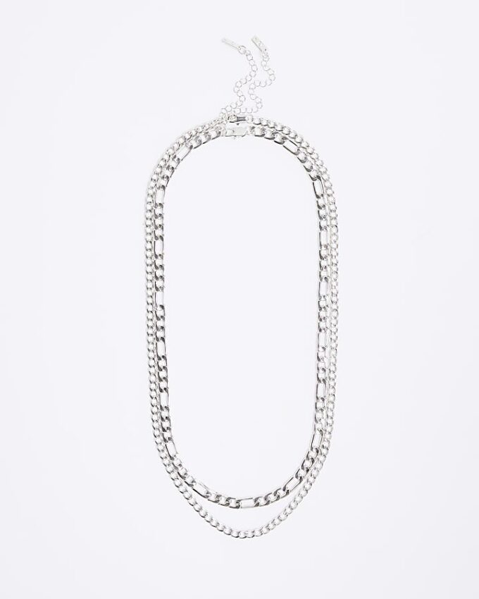 Silverhalsband med 2 rader kedjor
