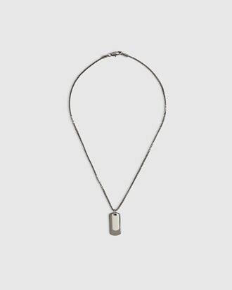 Silverhalsband med dubbla hundmärken Silverhalsband med dubbla hundmärken