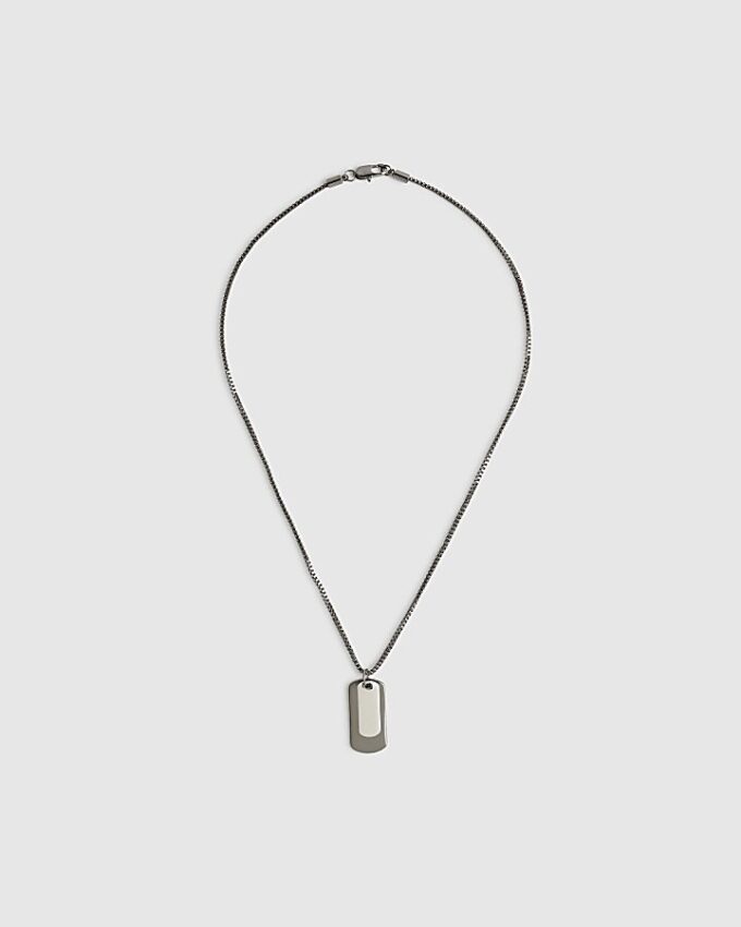 Silverhalsband med dubbla hundmärken