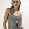 Silvermetallisk stickad camitopp
