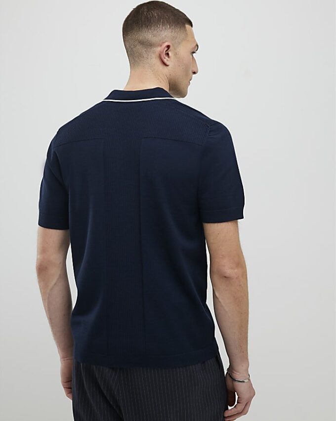 Slim fit-polotröja i marinblått