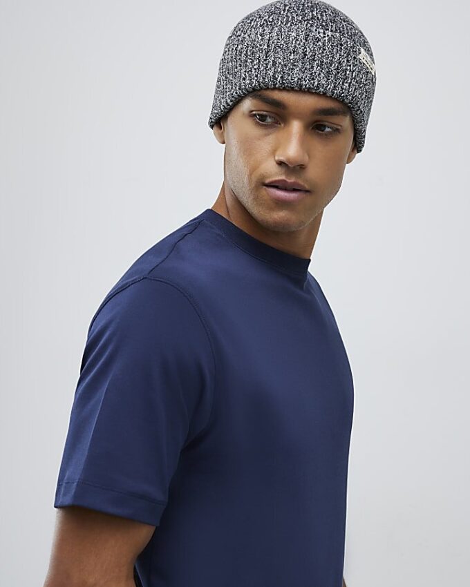 Slim fit-T-shirt i marinblått