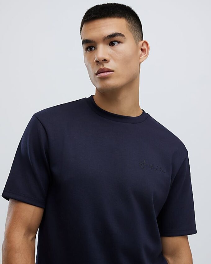 Slim fit-T-shirt i marinblått