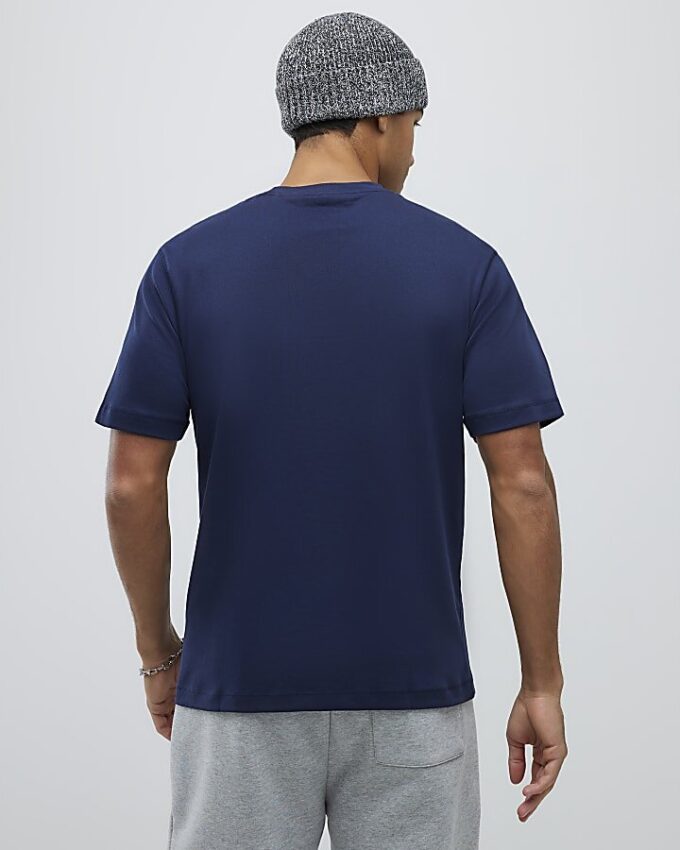 Slim fit-T-shirt i marinblått