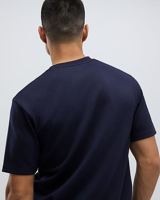 Slim fit-T-shirt i marinblått